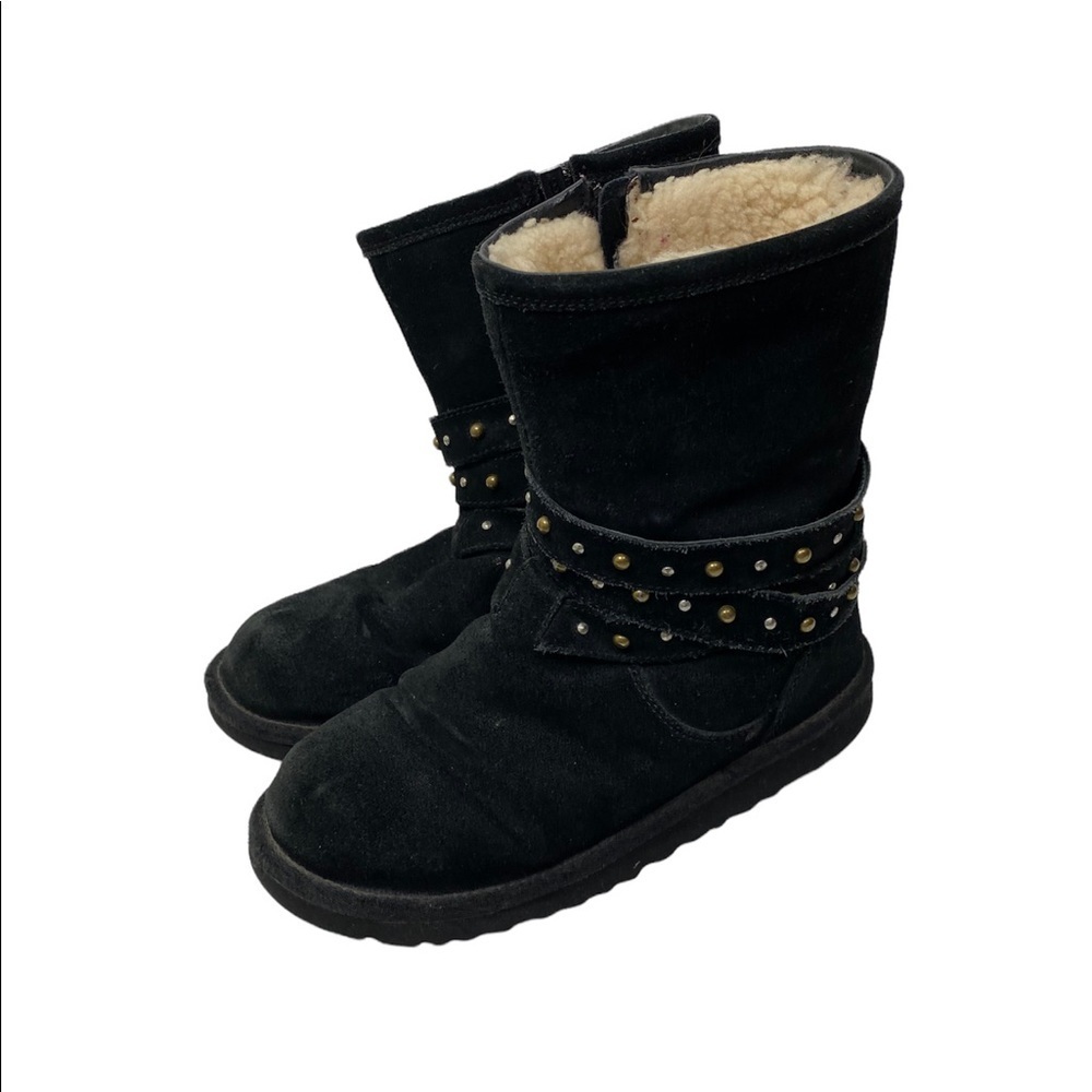 UGG Clovis Black Suede Leather Zip closure Boho Studded Snow Winter Boots size 6
